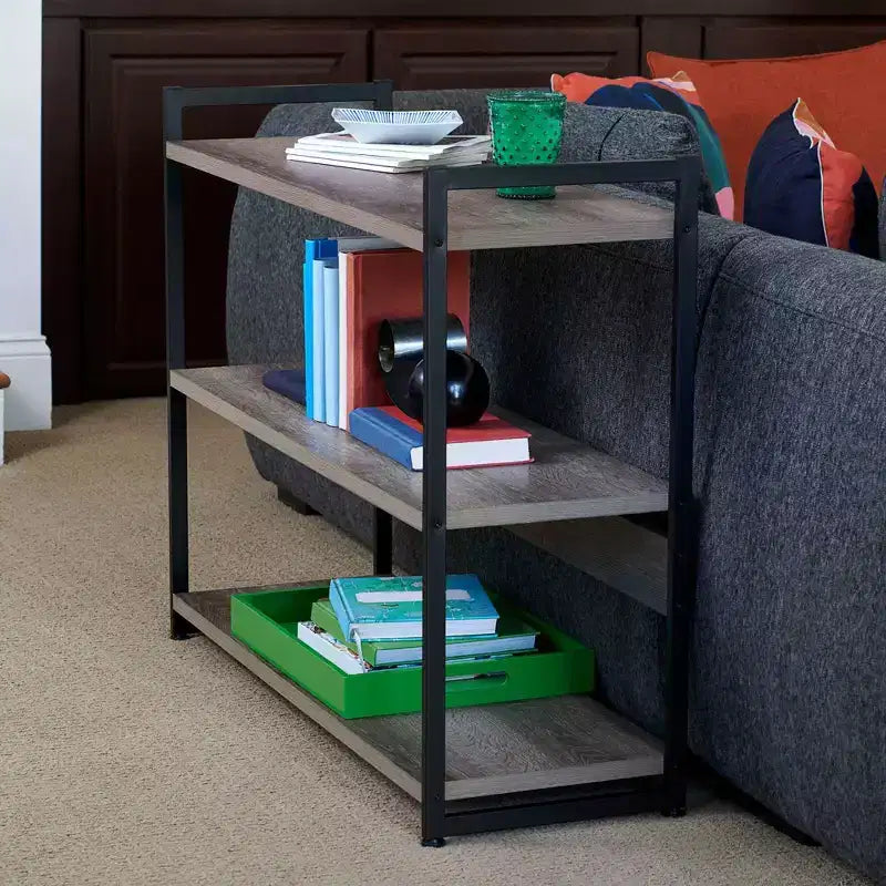 Bibliothèque à 3 étagères de 82,5 cm de large – Cadre en métal industriel, style Jamestown